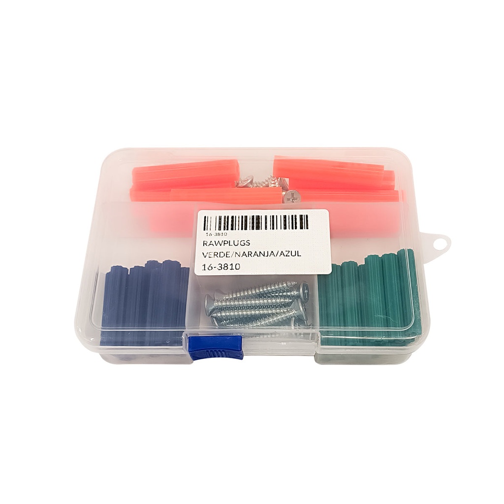RAWPLUGS VERDE/NARANJA/AZUL   C/TORNILLO 8,10, 12x1 CB/PAN  