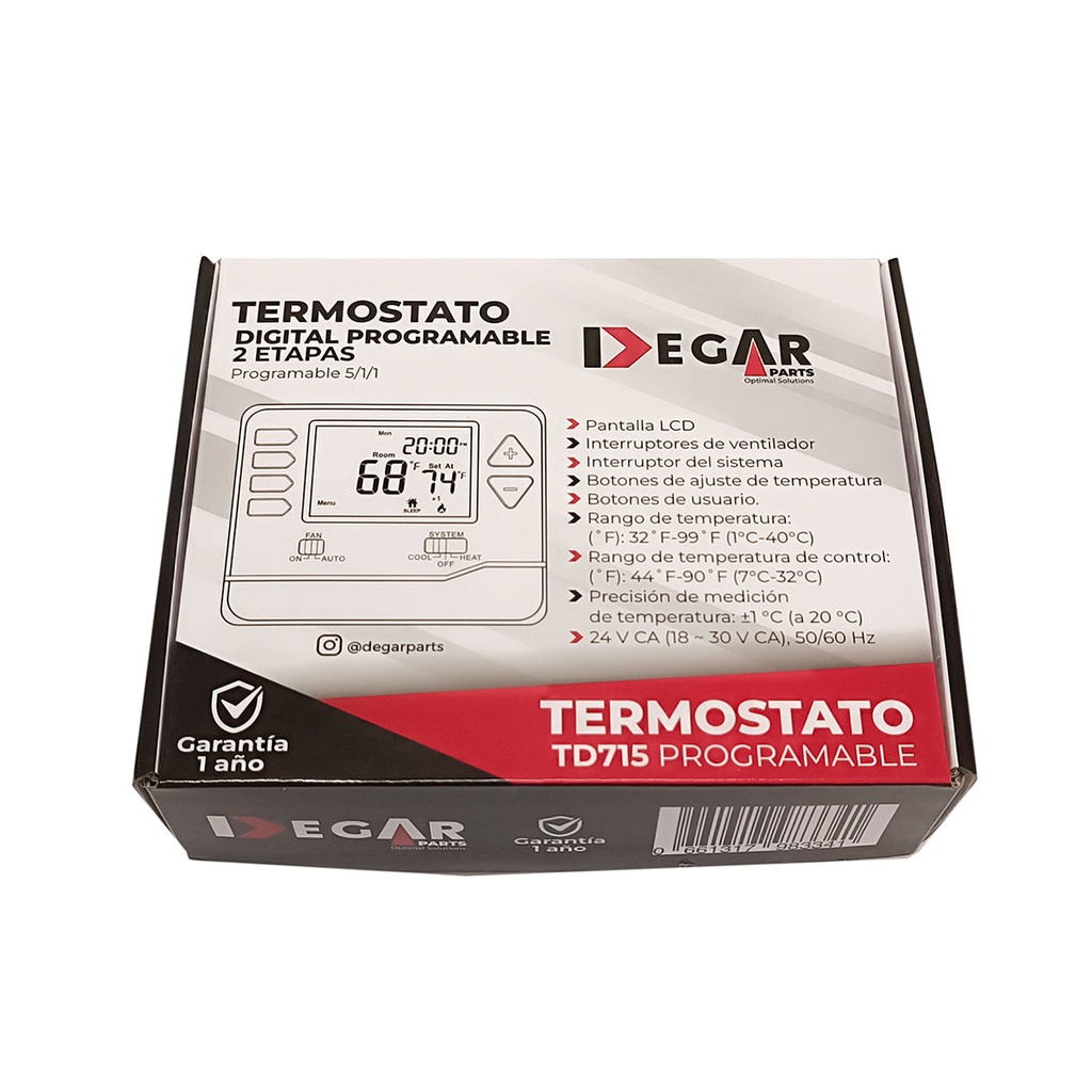 TERMOSTATO DIGITAL 2 ETAPA PROGRAMABLE TD2220 DEGAR