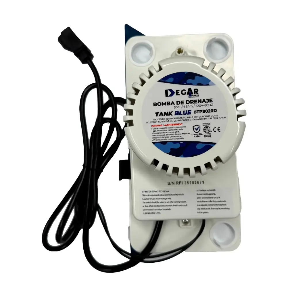BOMBA DRENAJE 303ltS/hr ALTURA 6,1mts TANK-BLUE  220V DEGAR