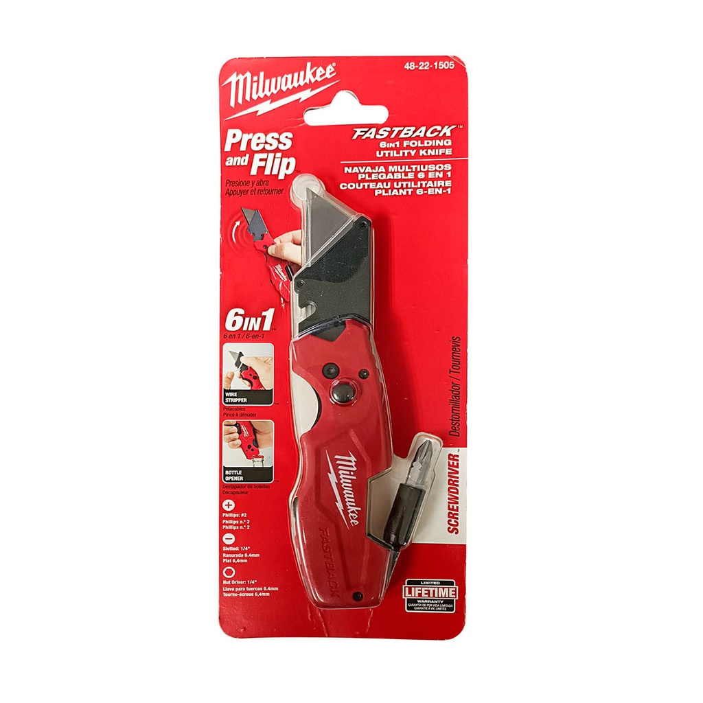 CUCHILLO UTILITARIO 6 EN 1 PLEGABLE MILWAUKEE*