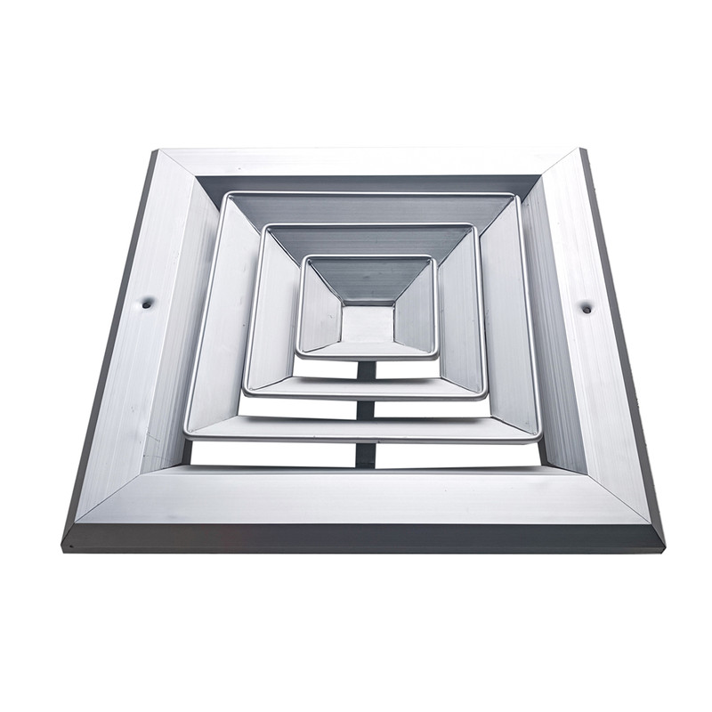 DIFUSOR ALUMINIO A 4V SIN CONTROL  6" x  6"  VENAS CURVA