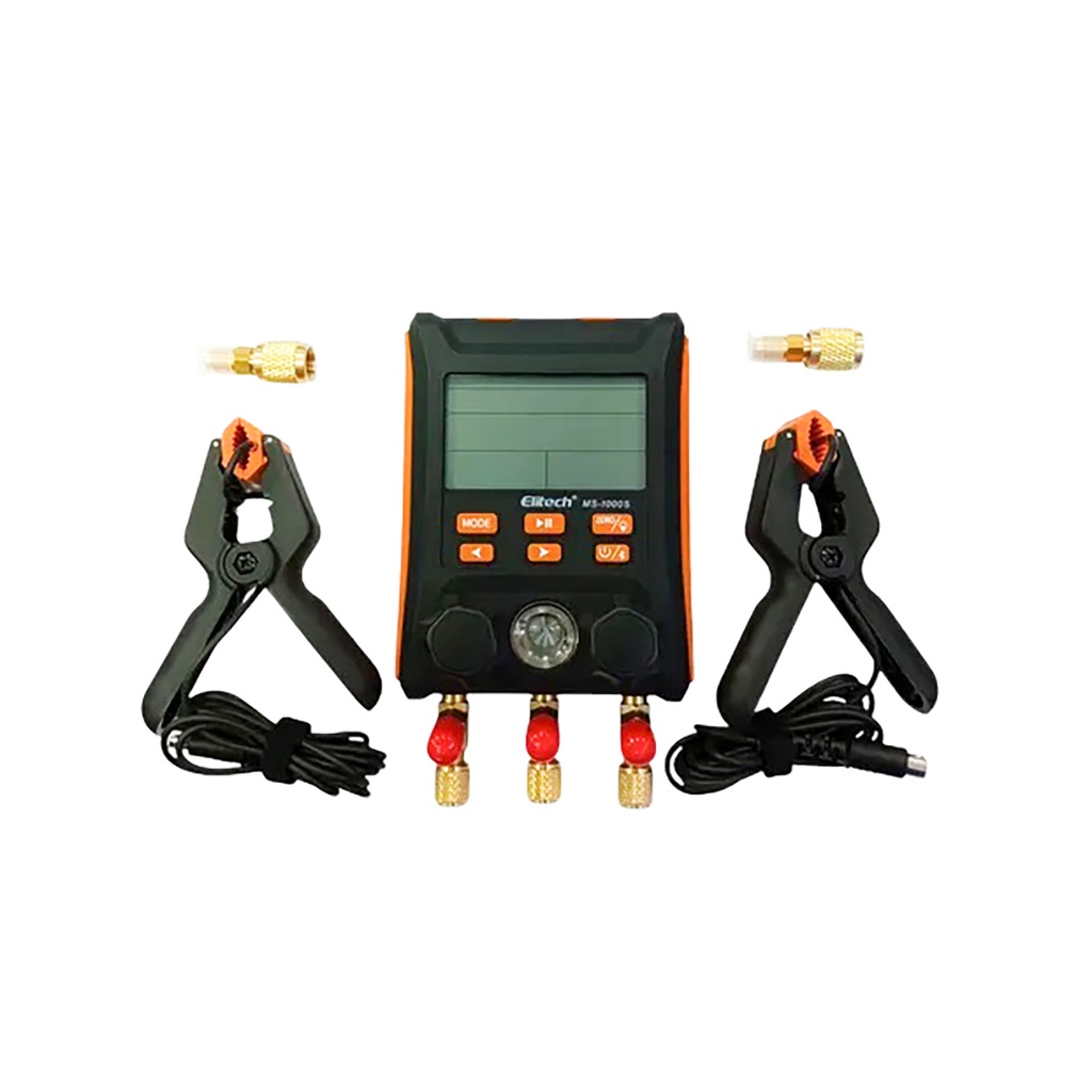 JUEGO MANOMETRO 2 VIAS C/MANGUERAS C/SENSOR  TEMPERATURA Y PRESION  MS-1000S  ELITECH 