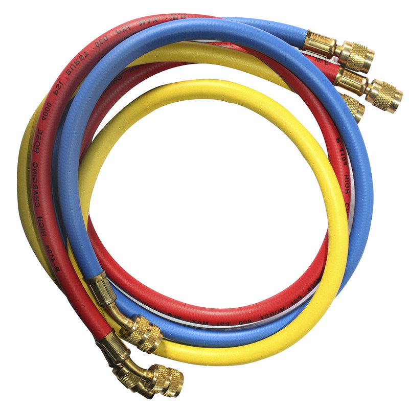 MANGUERAS MANOMETRO 3PZAS 4000 PSI R410/R22/R134a O-RING NYLON 150cm/60"